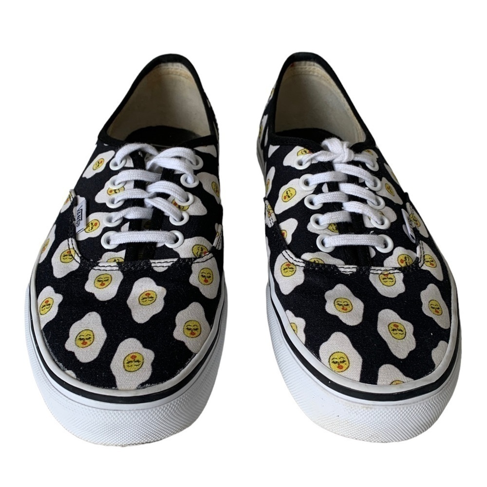 Vans Women’s Black Egg-Print Authentic Skate Shoe - Picture 2 of 13